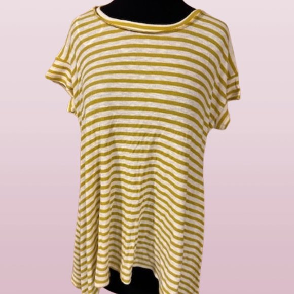 easel Tops - Mustard Stripe Sharkbite Shirt   (2)
